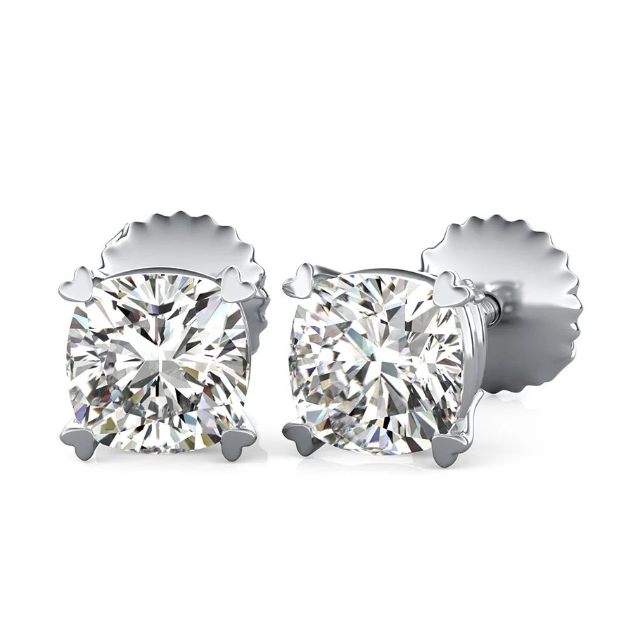 Stud Earrings With Heart Shaped Prong Setting - Custom Builder - SKU 201698