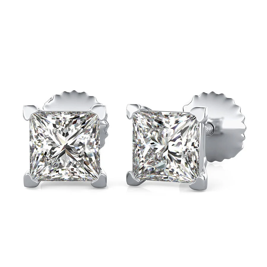 Stud Earrings With Heart Shaped Prong Setting - Custom Builder - SKU 201698