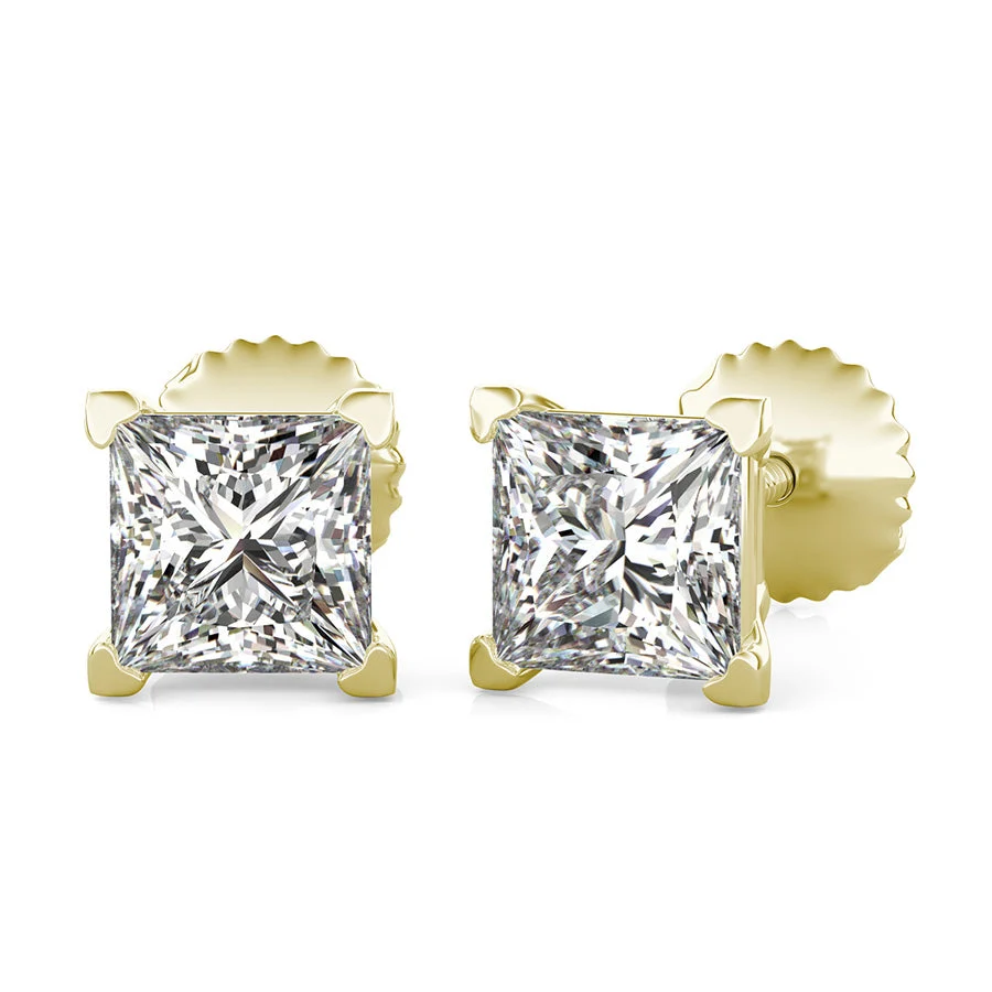 Stud Earrings With Heart Shaped Prong Setting - Custom Builder - SKU 201698