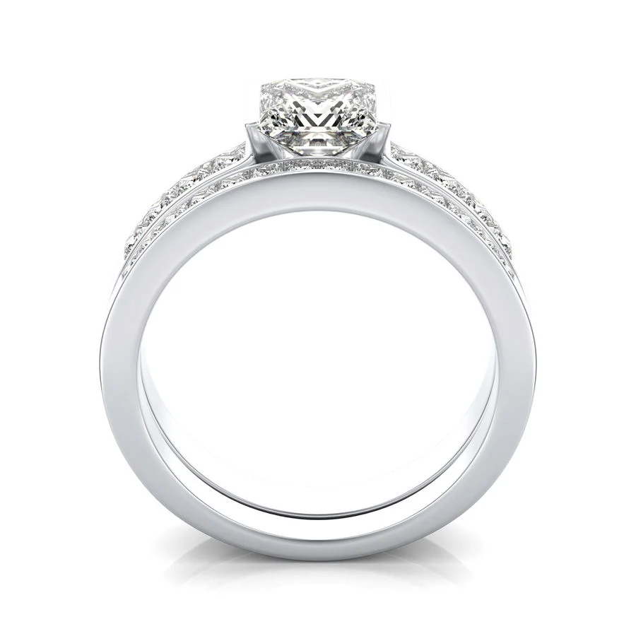 Tension Engagement Ring With Matching Band - Image 2