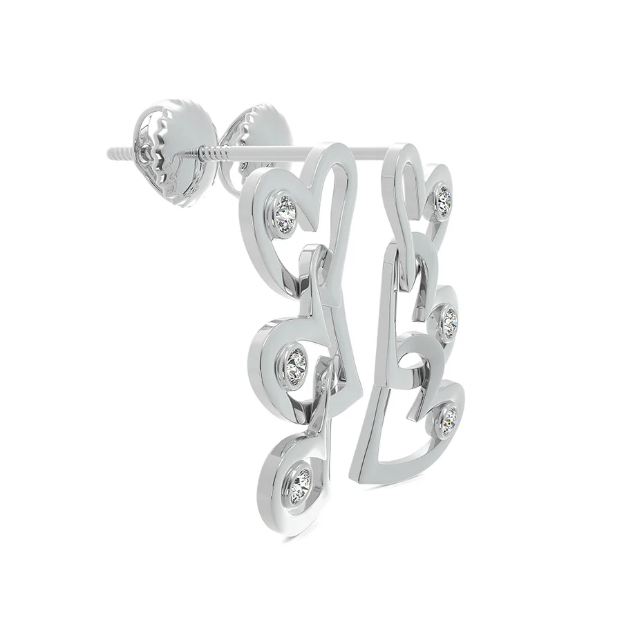 Three Heart Charm Earrings With Bezel Set Stones - Image 2