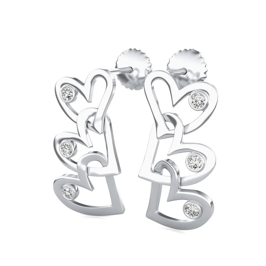 Three Hearts Drop Earrings