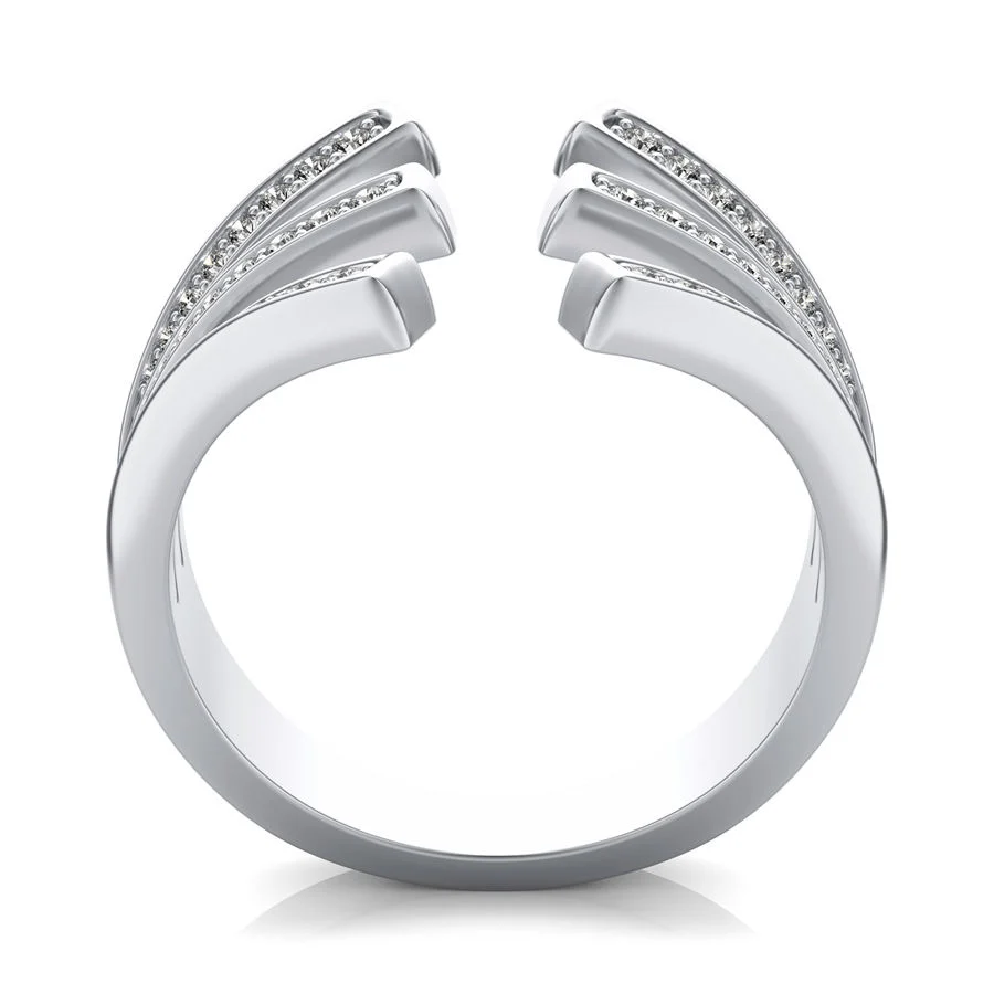 Three Row Open Split Fashion Ring - Image 2