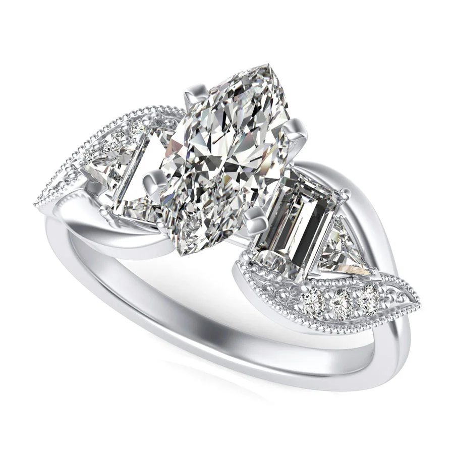 Three Stone Engagement - Custom Builder - SKU 390100