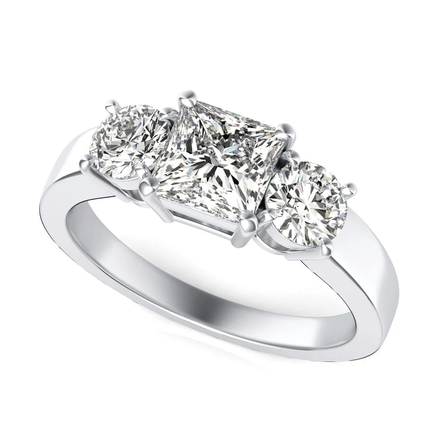 Three Stone Engagement Ring - Custom Builder - SKU 102700