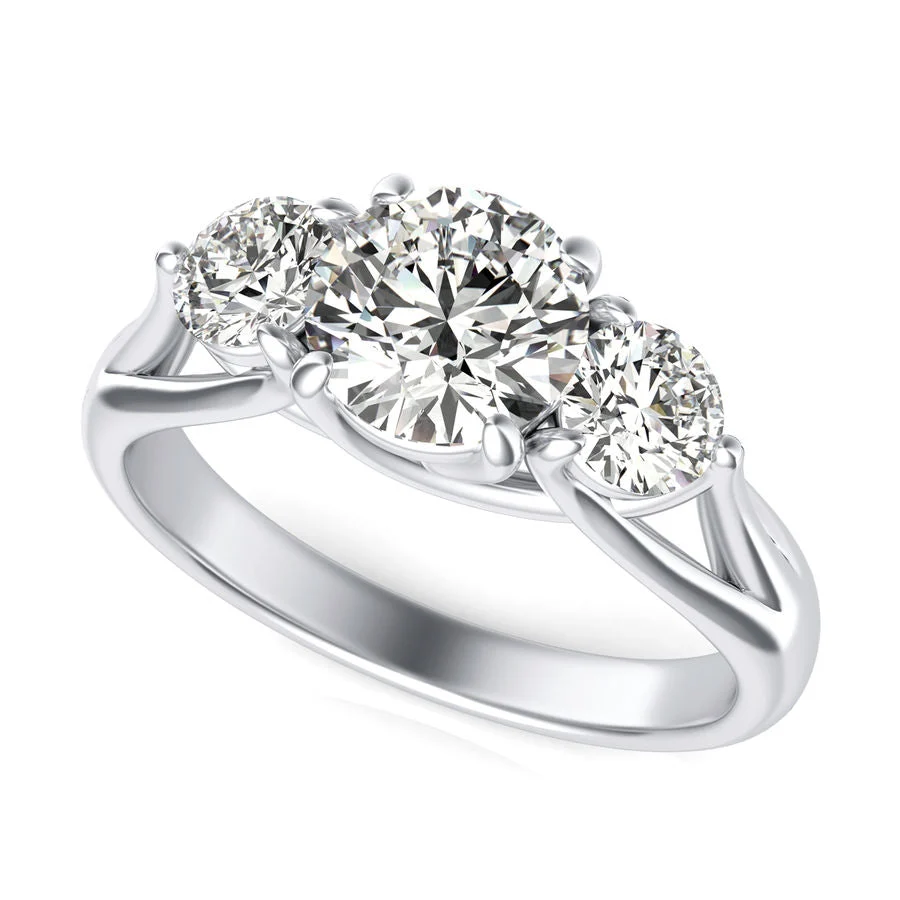 Three Stone Engagement Ring - Custom Builder - SKU 104000