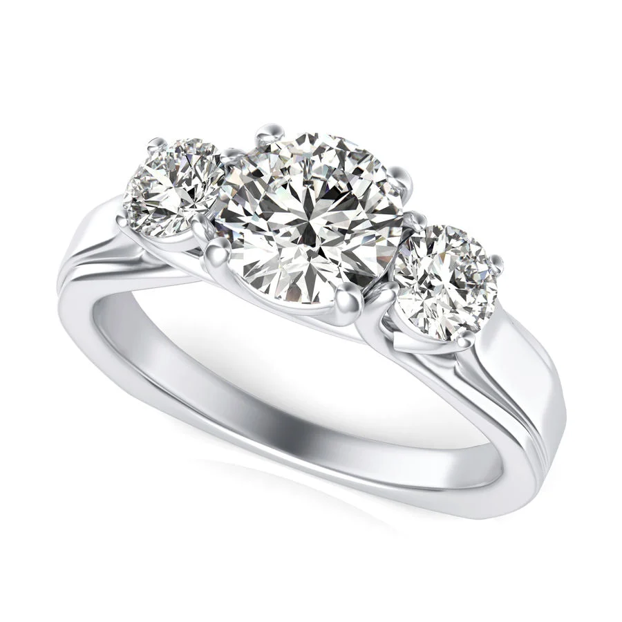 Three Stone Engagement Ring - Custom Builder - SKU 104800