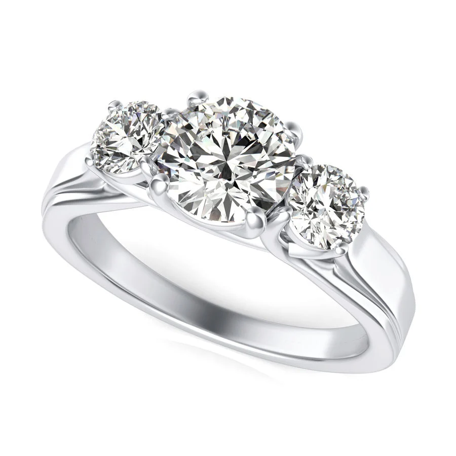 Three Stone Engagement Ring - Custom Builder - SKU 105000