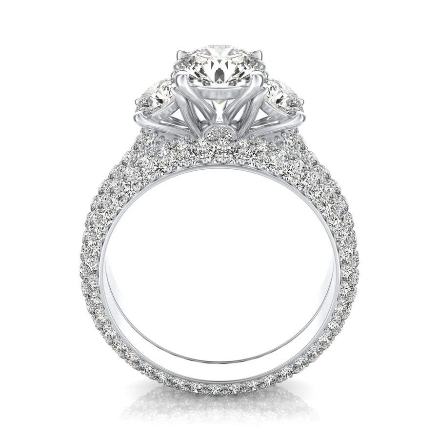 Three Stone Engagement Ring With Matching Band - Image 2