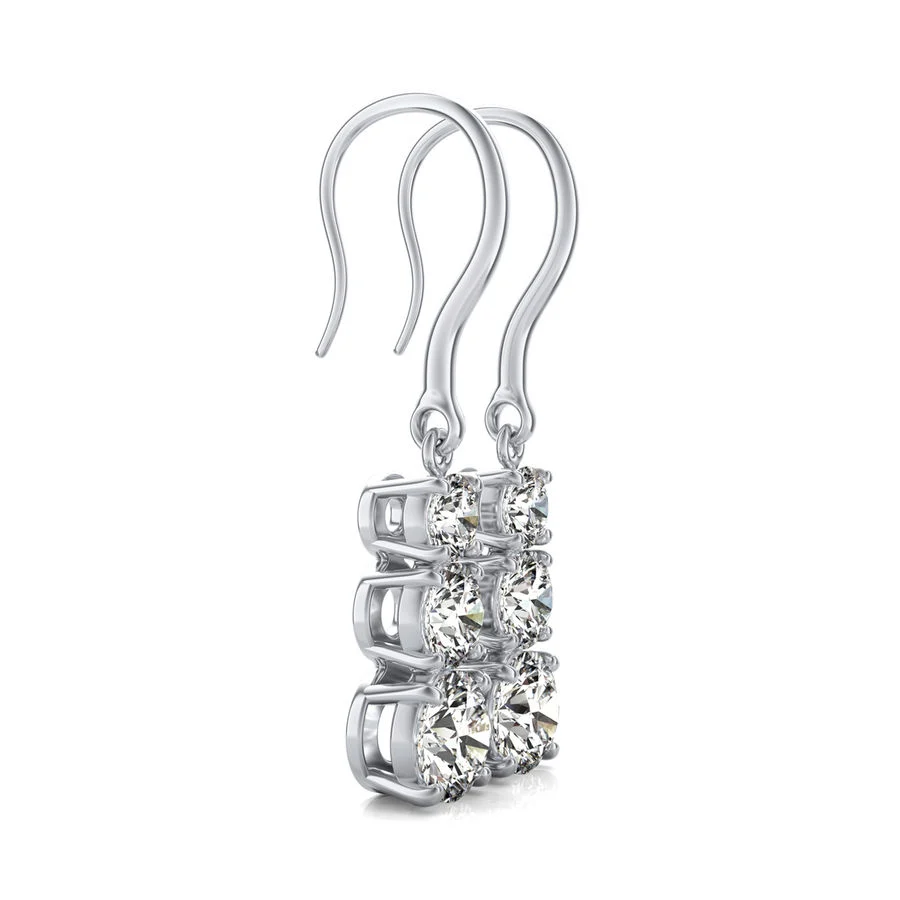 Three Stone Lever Back Earrings - Image 2