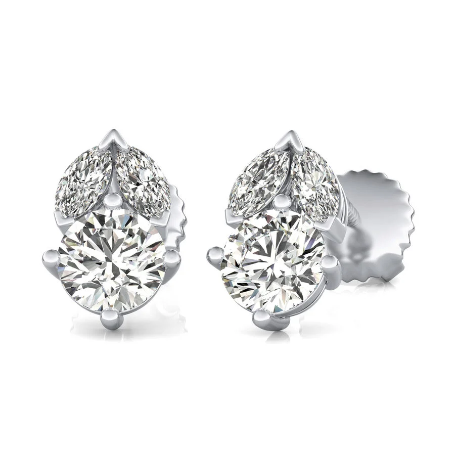 Three Stone Stud Earrings