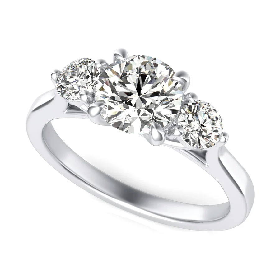 Trellis Cathedral Three Stone Engagement Ring - Custom Builder - SKU 346700