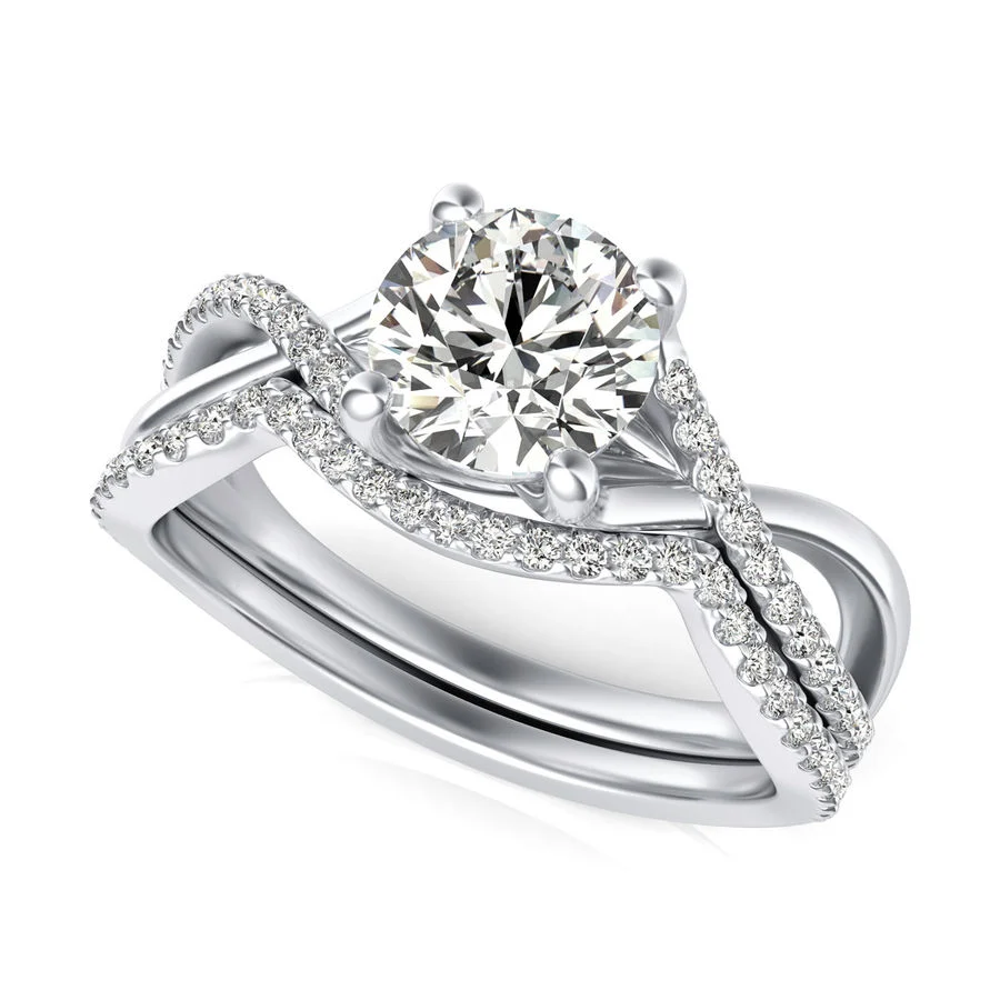 Twist Engagement Ring With Matching Band