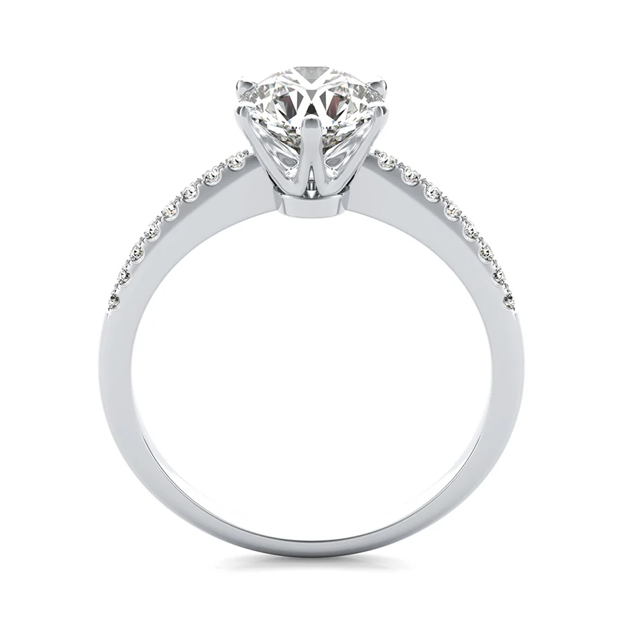 Victoria Royal Classic Engagement Ring With Prong Set Side Stones - Image 2